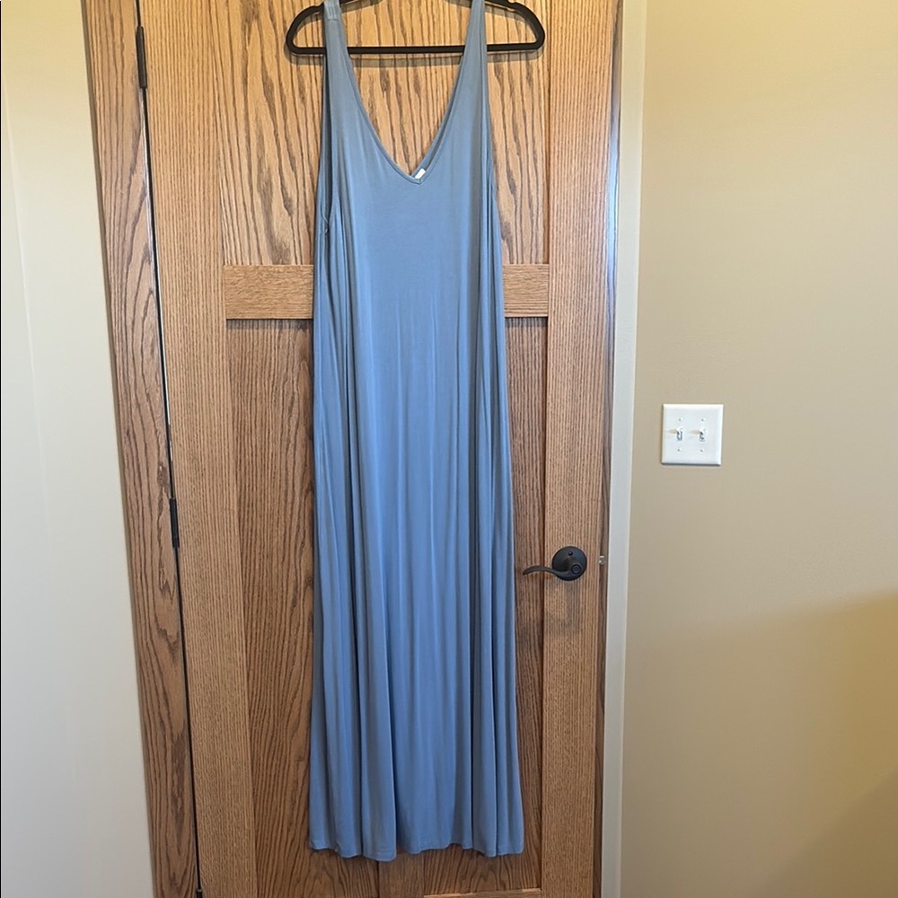 Amazon Blue Sleeveless V-Neck Sundress Maxi